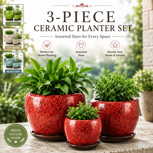 Piece ceramic plant - set, with